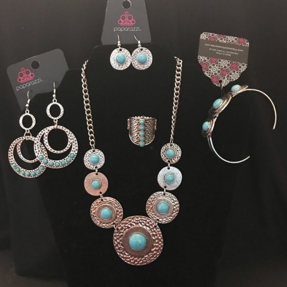 paparazzi Jewelry - Turquoise and silver Jewelry set bundle 5 pieces